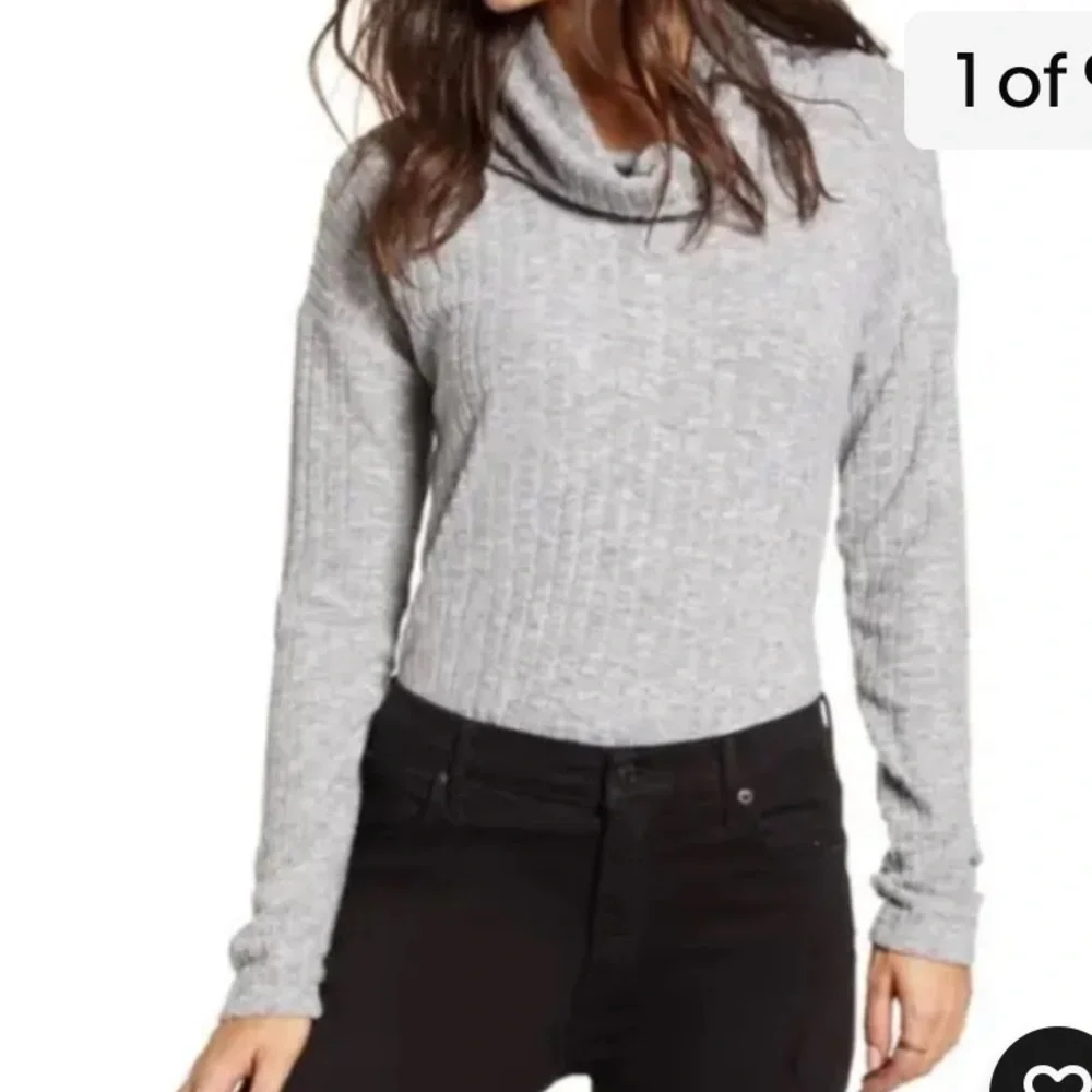 BP Cozy Gray Ribbed Mock Neck Sweater NWT Size Large